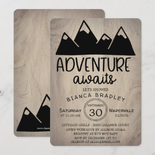 Invitation Adventure Await and Wood Mountain Baby shower
