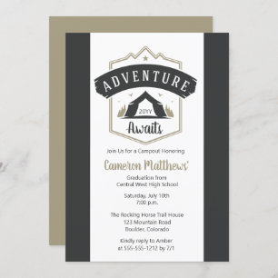 Invitation Adventure Await Camping Graduation Party Invitati