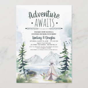 Invitation Adventure Await Montagnes Camping Couples Douche