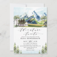 Adventure Await Mountain Forest Baby shower Invit
