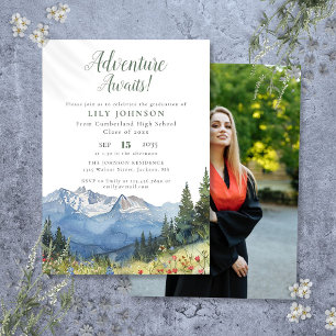 Invitation Adventure Await Mountains Graduation Party Photo