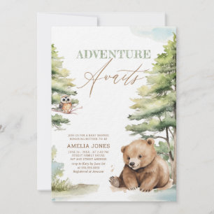 Invitation Adventure Await Woodland Teddy Bear Baby shower
