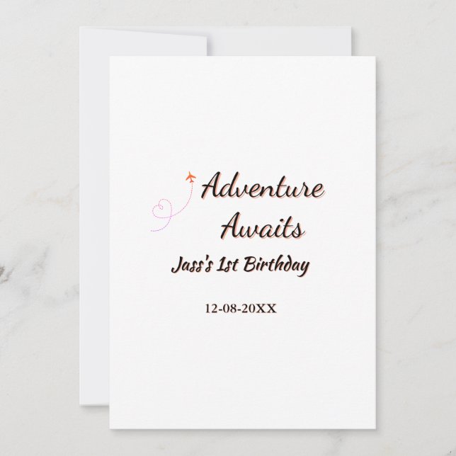 Invitation Adventure awaits 1st birthday name date planeretro (Devant)