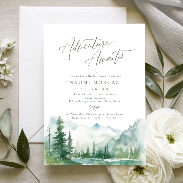 Invitation Adventure Awaits Mountain Rustic Bridal Shower (Adventure Awaits Mountain Rustic Bridal Shower Invitation)