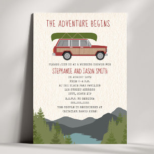 Invitation Adventure Canoe Wood Wagon Mountain Wedding shower