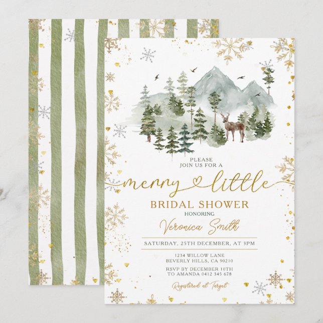Invitation Adventure Merry Little Christmas Bridal Shower (Devant / Derrière)