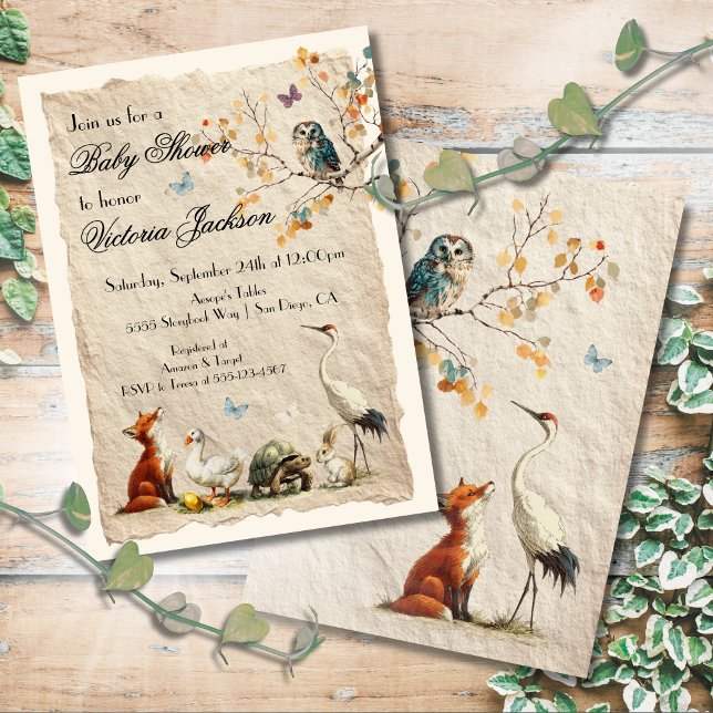 Invitation Aesop's Storybook Characters Baby Shower (Créateur téléchargé)