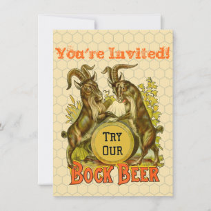 Invitation Affiche de bière Bock vintage : Antique Goat Saloo