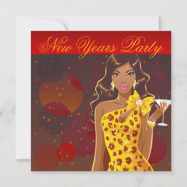 Invitation Affiche de club pour la soirée du Nouvel An rouge/ (Devant)