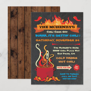Invitation Affiche de la fête du tableau de bord CHILI COOK O