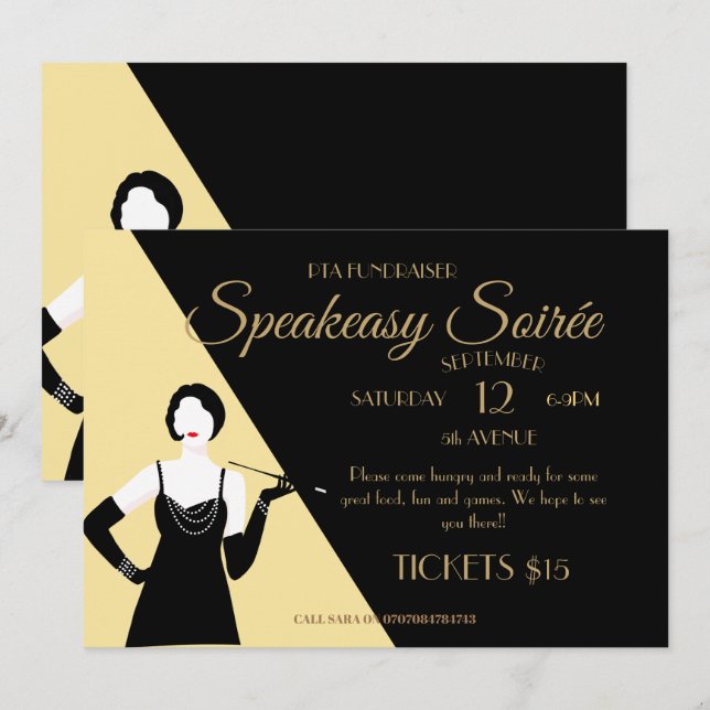Invitation Affiche de la Great Gatsby 1920 Flapper Party (Devant / Derrière)