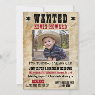 Invitation Affiche de Naissance Wanted Western