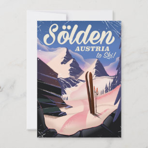 Invitation Affiche de ski vintage Sölden Autriche
