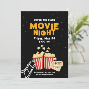 Invitation Affiche de soirée cinéma, soirée cinéma d'annivers