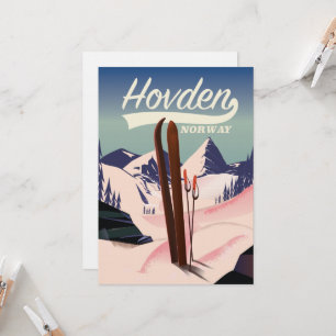 Invitation Affiche de voyage à ski Hovden Norvège.