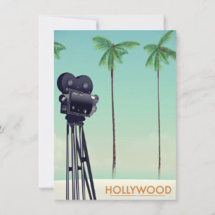 Invitation Affiche de voyage de caméra vintage Hollywood