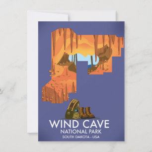 Invitation Affiche de voyage du parc national Wind Cave Natio