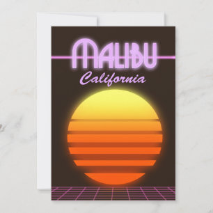 Invitation Affiche de voyage Malibu Californie coucher de sol
