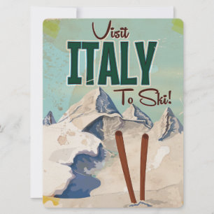 Invitation Affiche de voyage vintage ski Italie