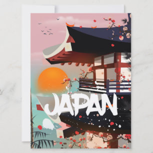 Invitation Affiche du bâtiment japonais au soleil couchant