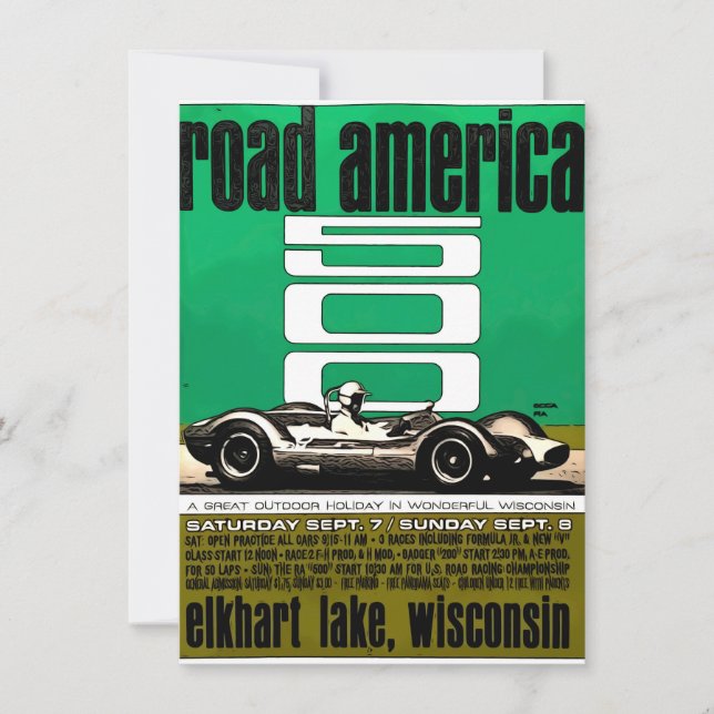 Invitation Affiche, Race Amérique 500, Elkhart Lake (Devant)