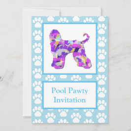 Invitation Afghan Hound Chien Silhouette Pool Pawty Blue PPY&