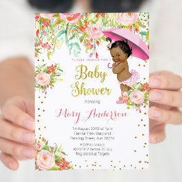 Invitation Africain-Américain Rose Gold Baby shower Invitatio