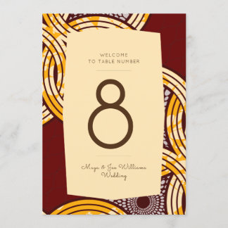 Invitation Africain Ankara Kitenge Gold Floral Numéro de tabl