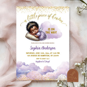 Invitation Africaine Afro fille violet petit ange Baby shower