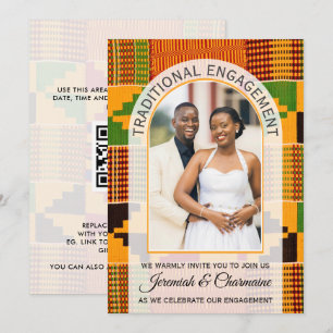Invitation Africaine Ghana Kente FIANÇAILLES TRADITIONNELLES