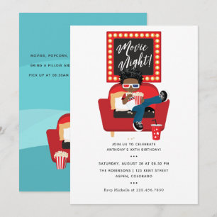 Invitation African American Boy Movie Soirée Slepover Party