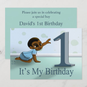 Invitation African American Boy Premier anniversaire