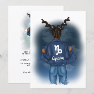 Invitation African American Capricorn Zodiac fête d'anniversa