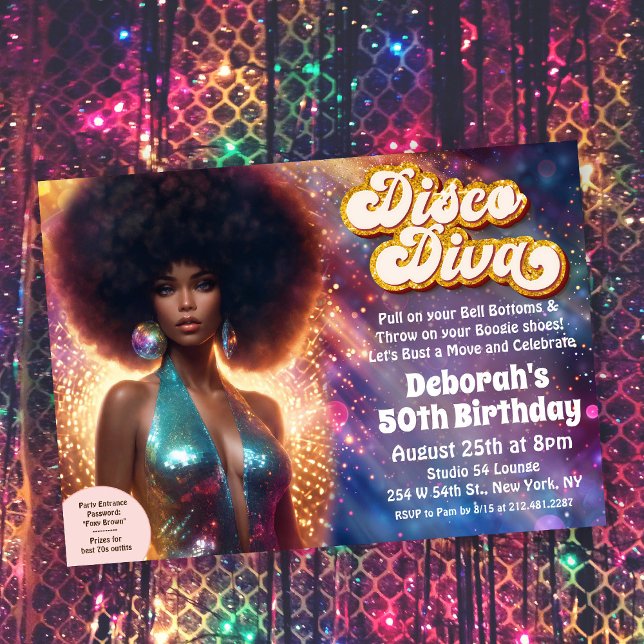 Invitation African American Disco Diva les années 70 Disco In (Créateur téléchargé)