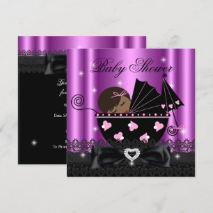 Invitation African American Girl Baby shower Party rose