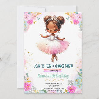 Invitation African American girl ballerina invite