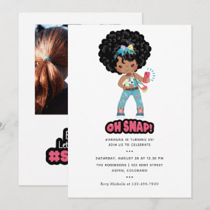 Invitation African American Girl Phone Booth Selfie Anniversa