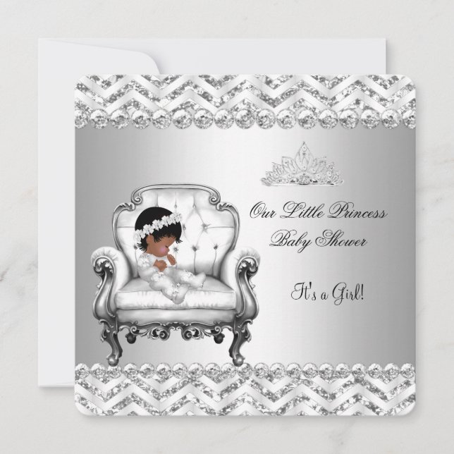 Invitation African American Princess Baby shower Girl Chair 2 (Devant)