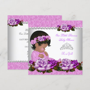 Invitation African American Princess Baby shower Girl Rose 3a