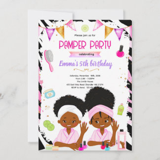 Invitation African American spa zebra theme invite