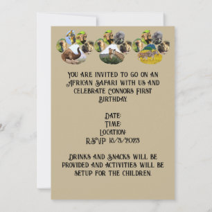 Invitation African Wildlife Pawprint Collage Texte Personnali
