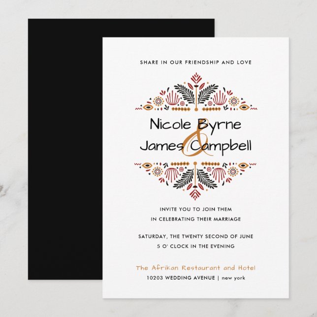 Invitation Africana | Moderne Mariage Ankara Kente (Devant / Derrière)