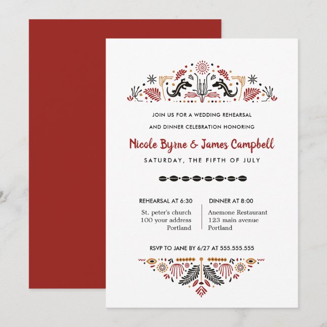 Invitation Africana | Repas de répétition Ankara Kente modern (Devant / Derrière)