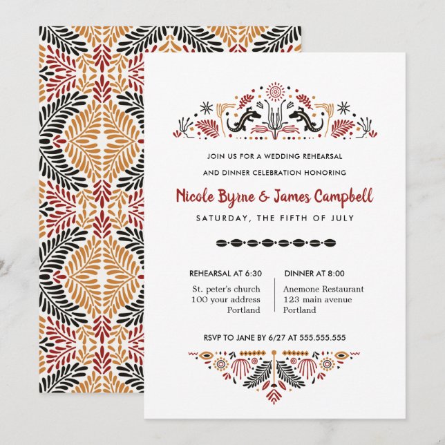 Invitation Africana | Repas de répétition Ankara Kente modern (Devant / Derrière)