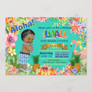 Invitation Afro-américain Luau de fête d'anniversaire de Luau