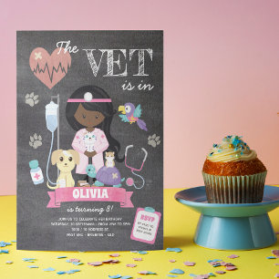 Invitation Afro Chalkboard Girl Vet Anniversaire Fête Invitat