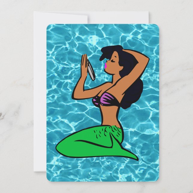 Invitation afro latina mermaid océan (Devant)