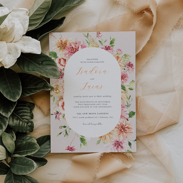 Invitation Afterglow Garden Floral Oval Frame Wedding (Créateur téléchargé)