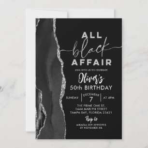Invitation Agate All Black Affair Adulte fête d'anniversaire