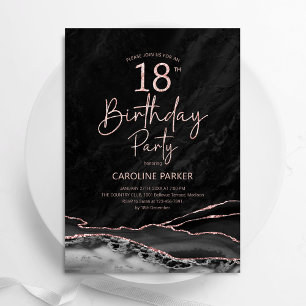 Invitation Agate Black Rose Gold 18e anniversaire